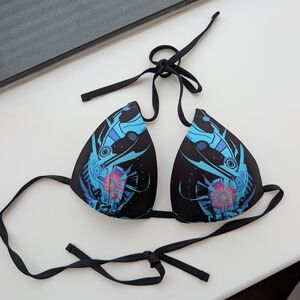 Public Beta Neon Blue Pink Pushup Women's Bikini Top UV Psy Trance Festival